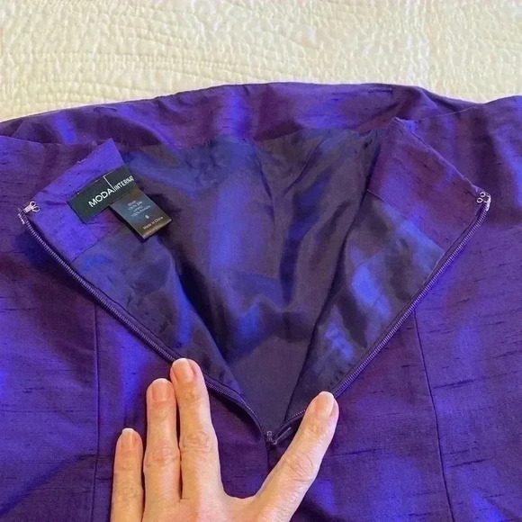 MODA International Purple 100% Silk Cocktail Strapless Dress in Size 8. - Picture 8 of 13
